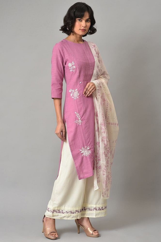Offwhite Freedom Multi Color Mirror Kurti With Straight Pants And Bandhej  Dupatta