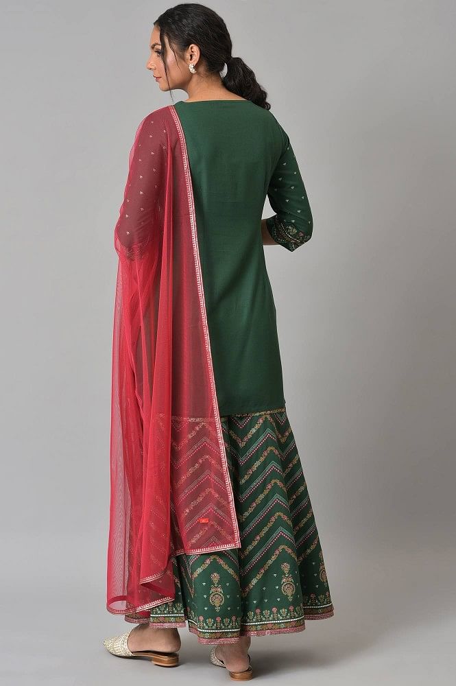 Nikasha Salwar Suits and Sets  Buy Nikasha Yellow Woven Kurta With Sharara  Pants  Dupatta Set of 3 Online Nykaa Fashion