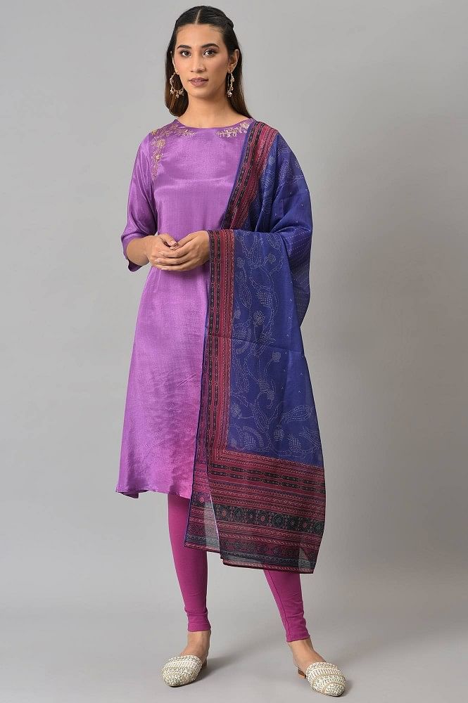 Buy Plum Purple Anarkali Set in Georgette with Embroidered Belt And Dupatta  KALKI Fashion India