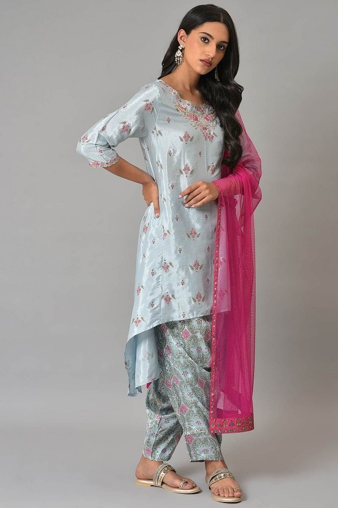 Buy Saundh Pink Darkha High Low Kurta with Pant for Women Online  Tata  CLiQ Luxury