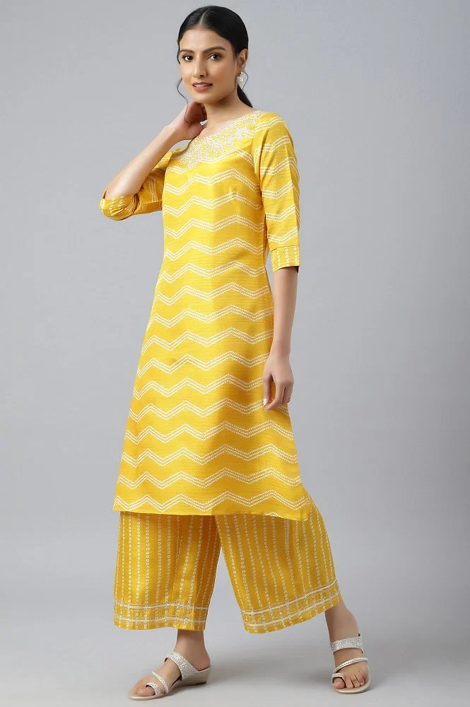 Sara Round Neck Printed Design Yellow Patiala Suit, Without blouse piece,  5.2 m (separate blouse piece) at Rs 2000/set in Dhanbad