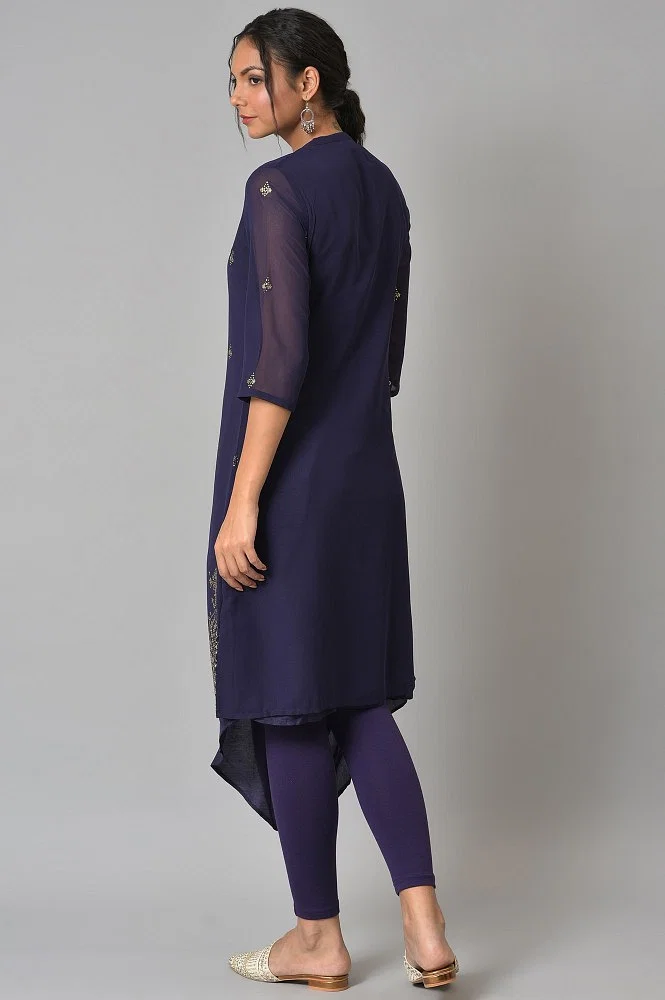 Buy Dark Pink Asymmetrical Hemline Kurta With Tights Online - Shop for W