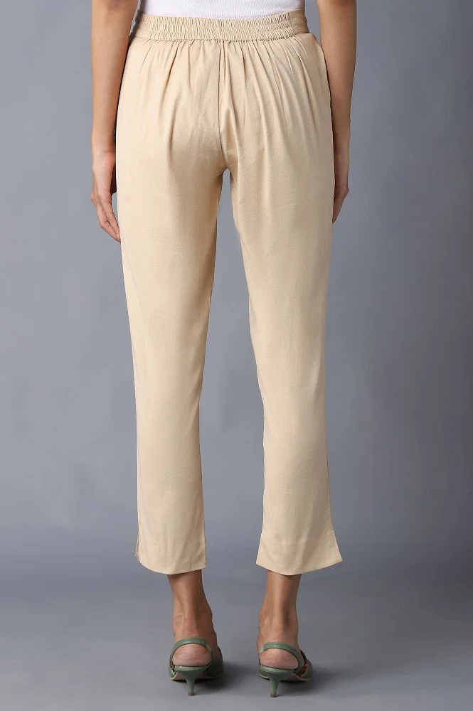 Buy Brown Rayon Flax Trouser Pants Online - Aurelia