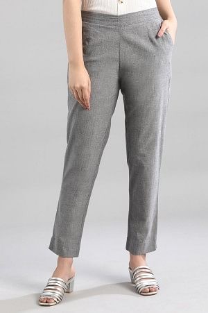Grey Solid Trousers