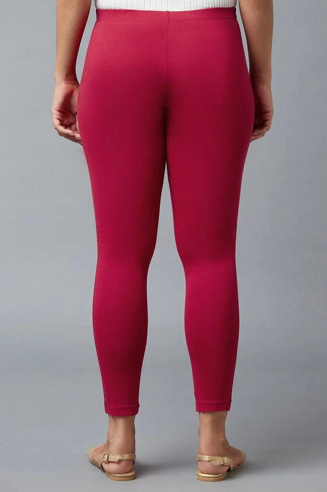No Front Seam Lycra-Blend Swoop Leggings - Red – KJ Clothier