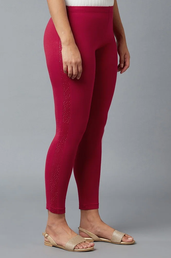 Buy Dollar Missy Red Cotton Leggings for Women's Online @ Tata CLiQ