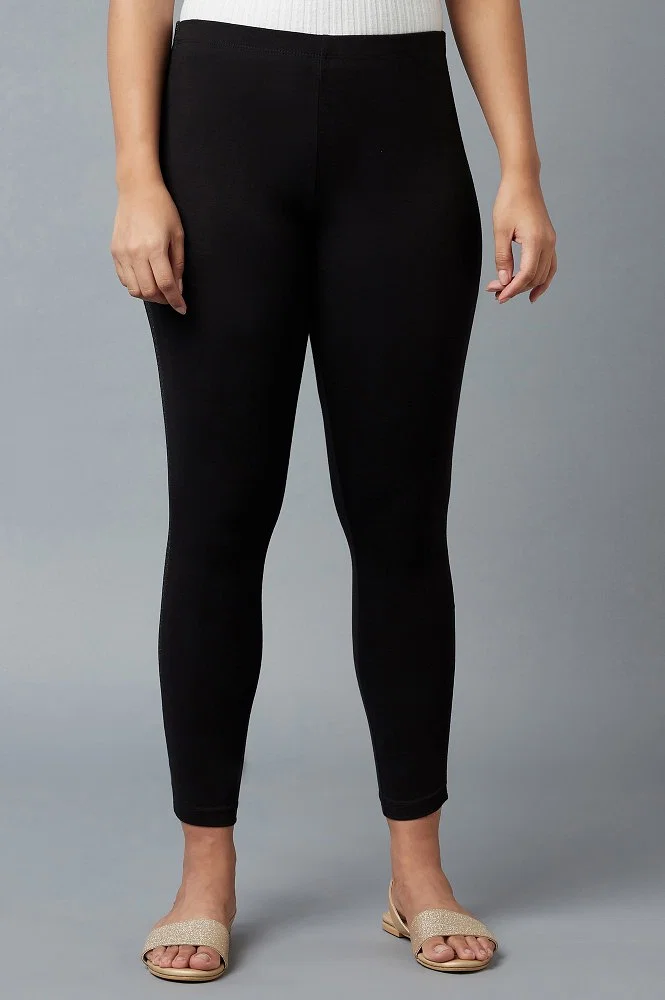 Plain Lycra Cotton Ladies Black Casual Legging, Size: S, M, L, XL