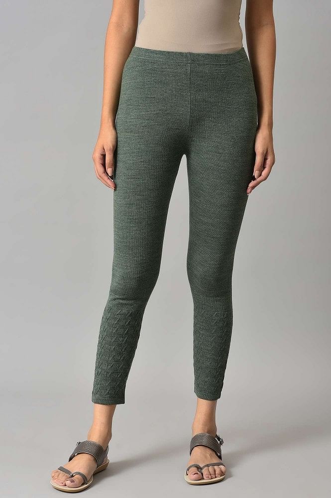 Tie-detail flared leggings - Mint green/Patterned - Ladies | H&M IN