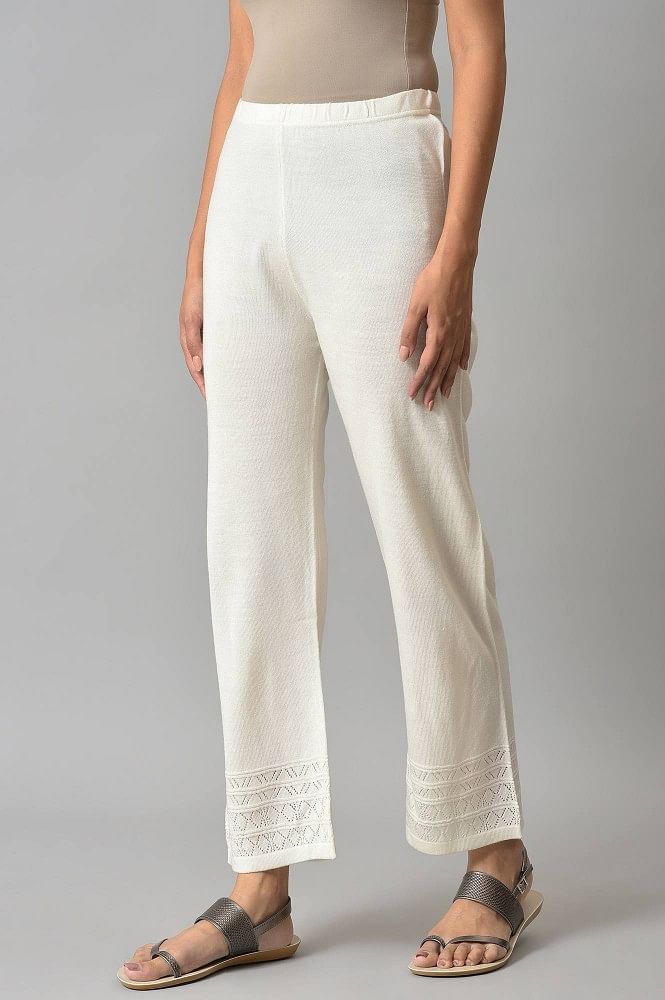 Buy online Off White Viscose Palazzo for women at best price at bibain   BOTTOMW18908AW22OWHT