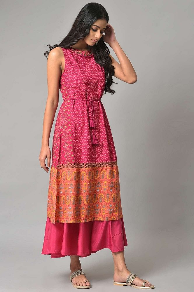 Fashion Stylist Dark Pink Anarkali Suit with Zari LSTV115505