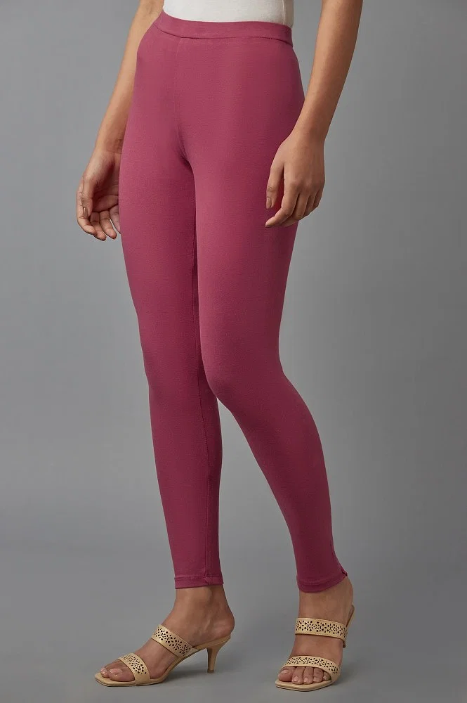 Buy Dark Red Cotton Tights Online - W for Woman