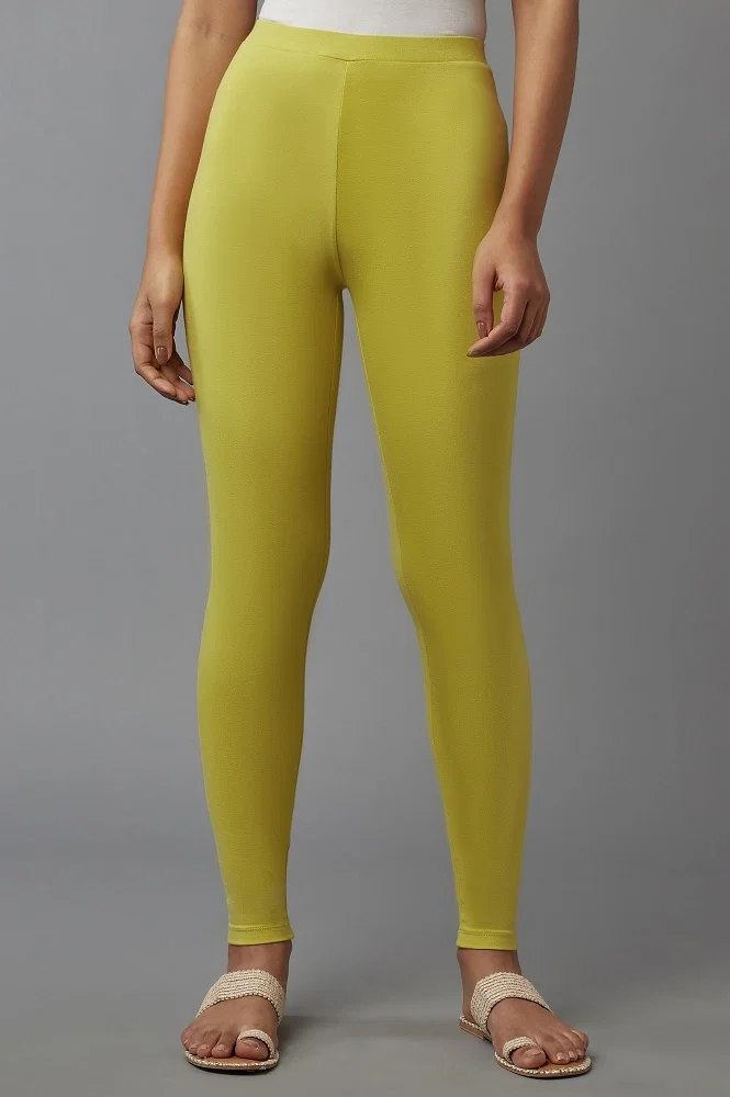 Buy Mustard Yellow Cotton Jersey Tights Online - Shop for W