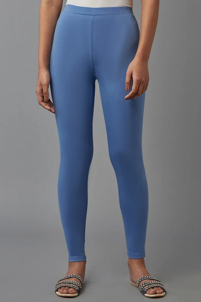 Buy Blue Knitted Solid Tights Online - W for Woman