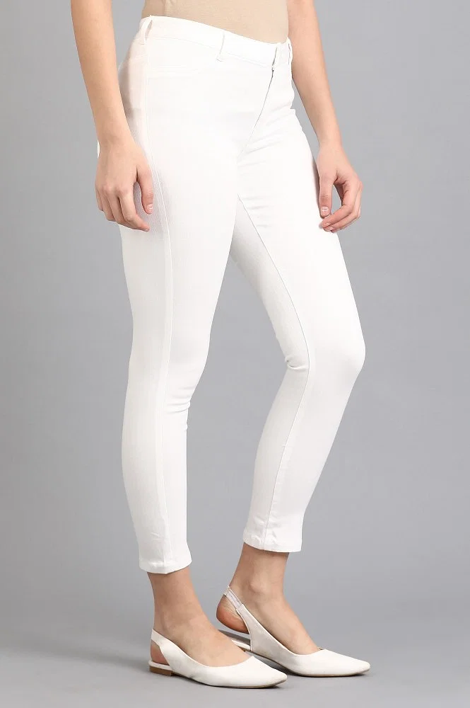 Buy White Denim Casual Jeggings Online - W for Woman