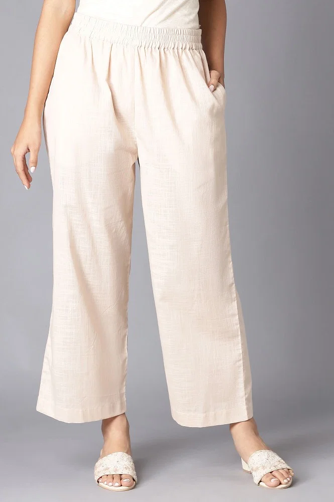 Buy Black Rayon Straight Parallel Pants Online - W for Woman