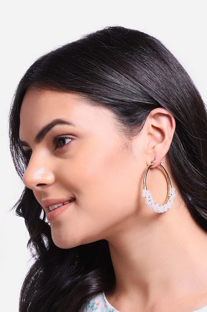 Recycled Silver Diamante Baguette Hoop Earrings  PrettyLittleThing