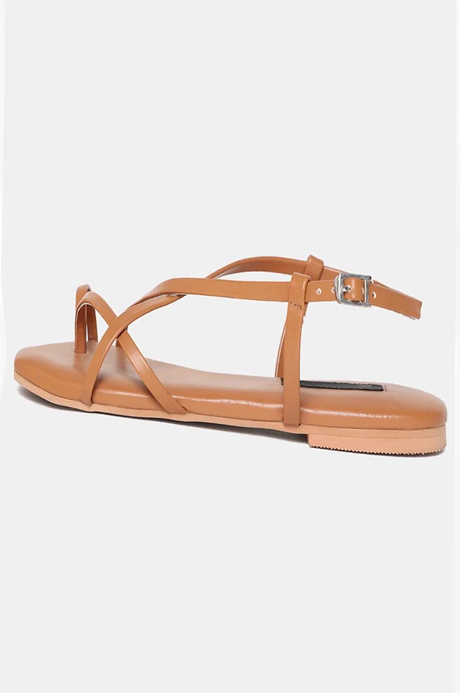 Buy W Tan Whole Foot Solid Square Toe Flat-walicia Online - W for