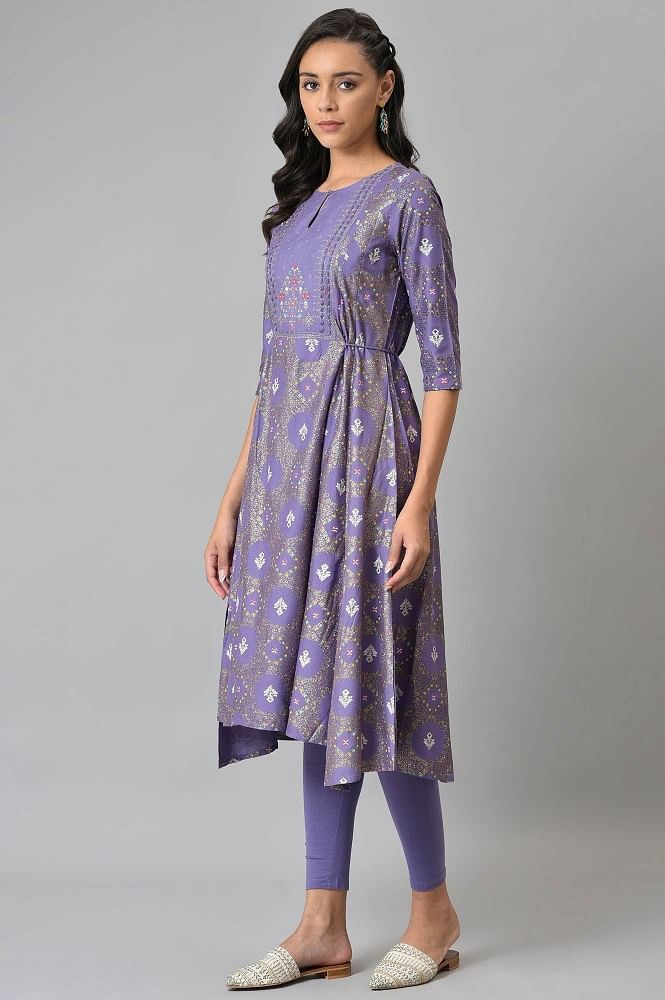 Buy White Printed Kurta, Tights & Dup Online - Aurelia