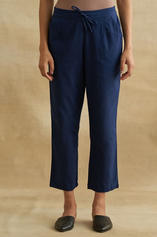 MANGO 100% linen trousers Khaki Women Trousers