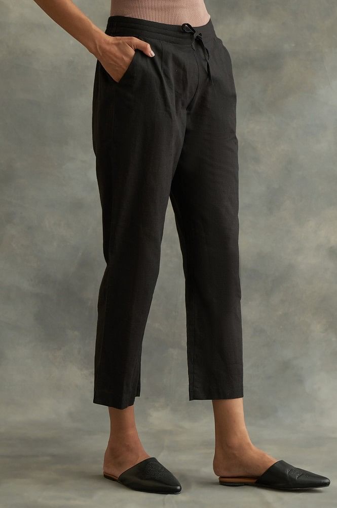 UAZNegozio Women Long Pants Wide Leg Cotton Linen Trousers Black at Amazon  Women's Clothing store