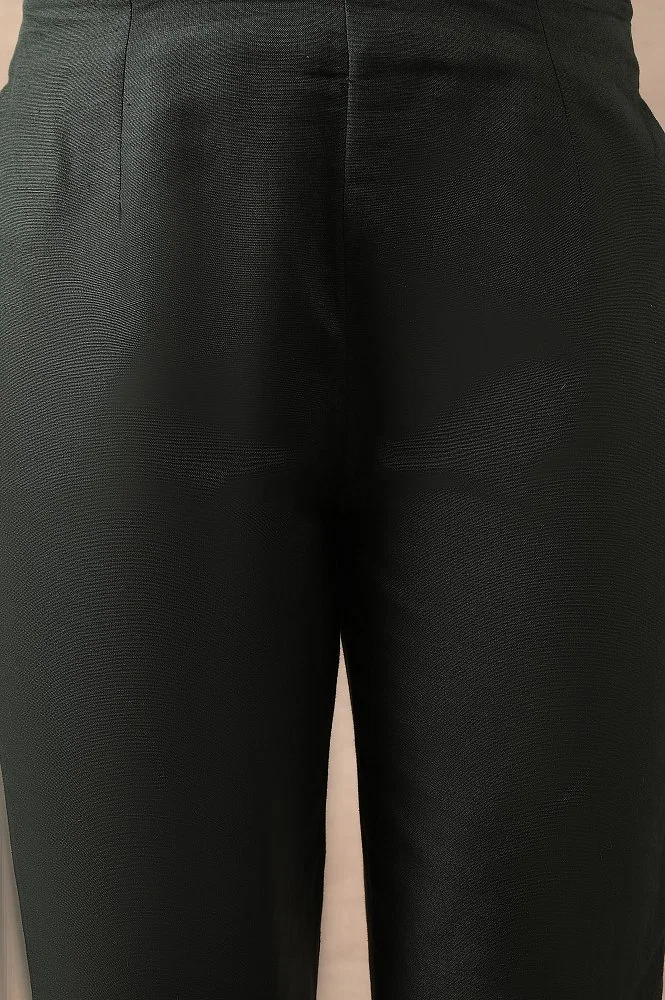 Buy Dark Green Solid Slim Pants Online - W for Woman