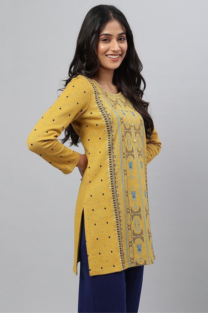 ADA Kurtis  Buy ADA Hand Embroidered Floral Lucknowi Chikankari Yellow  Georgette Kurti With Slip Set of 2 Online  Nykaa Fashion