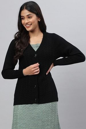 Black Yarn-dyed Short Coat