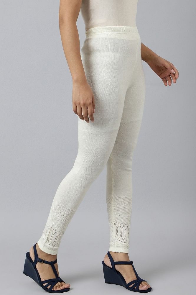Shop Plus Size Bamboo Roselle Lace Trim Legging in White | Sizes 12-30 |  Taking Shape AU