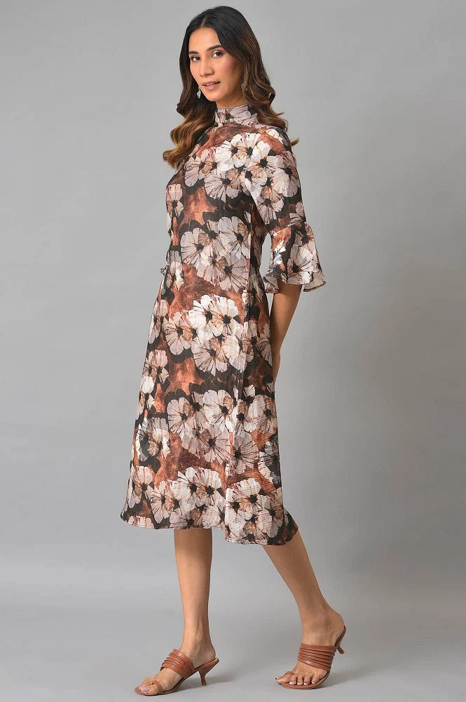 Green Floral Printed Mock Layer Summer Dress