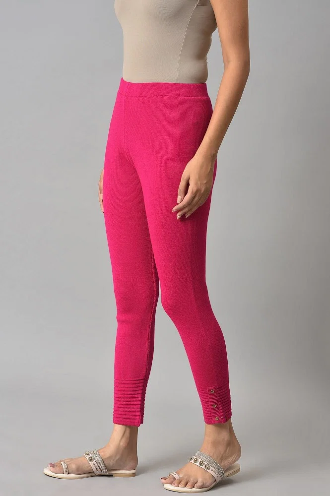 Buy Pink Acrylic Winter Leggings Online - W for Woman