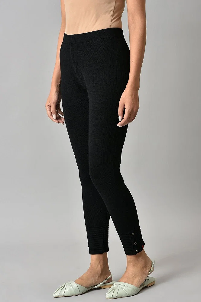 Buy Black Acrylic Winter Leggings Online - W for Woman