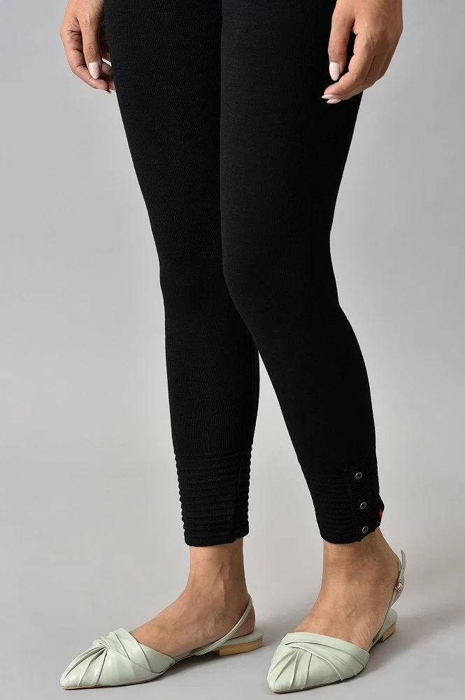 Buy Black Acrylic Winter Leggings Online - W for Woman
