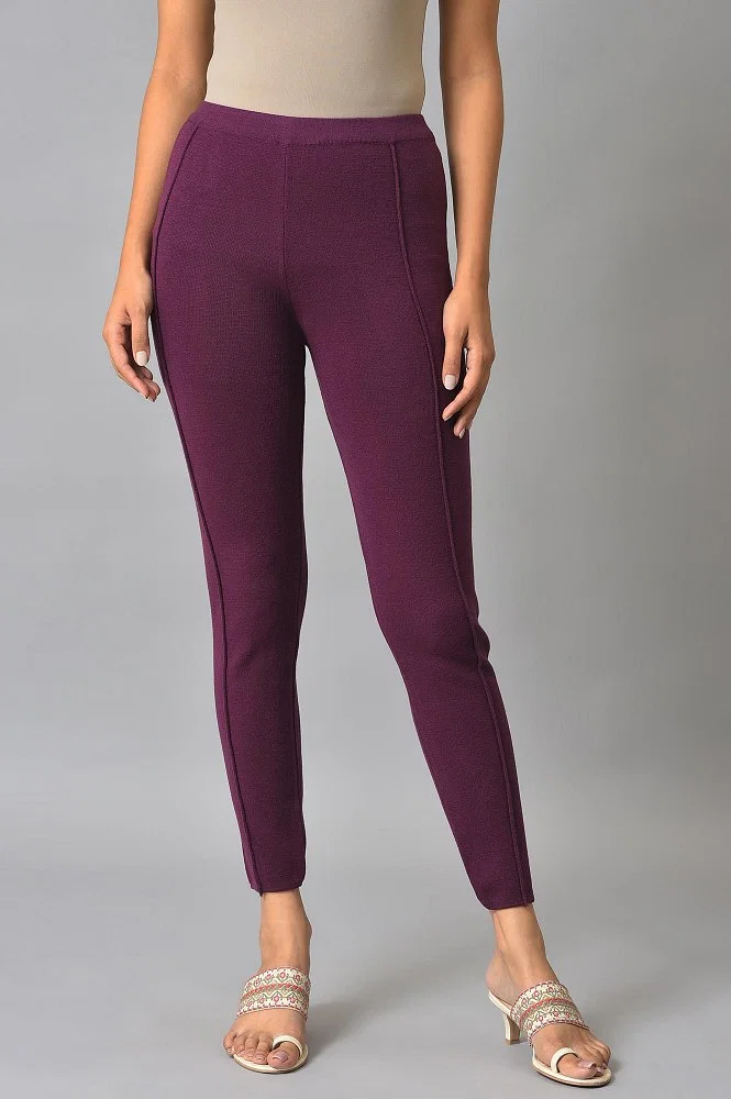 Buy Purple Knitted Winter Tights Online - W for Woman