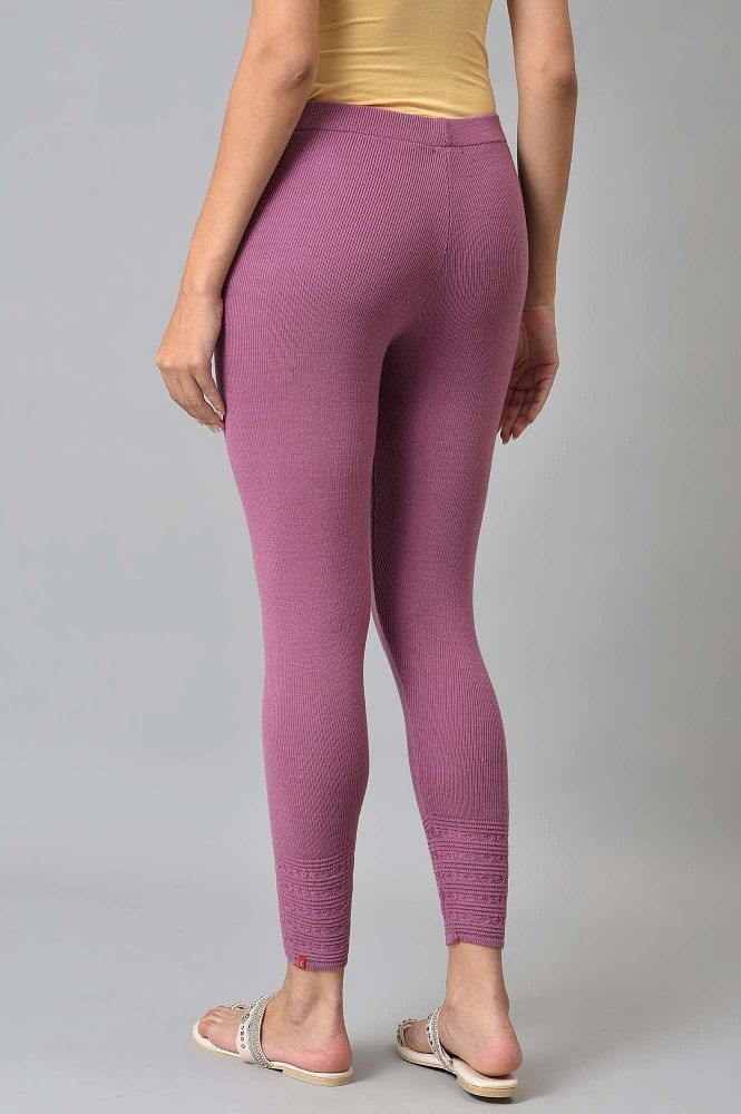 Buy Purple Cotton Jersey Tights Online - W for Woman