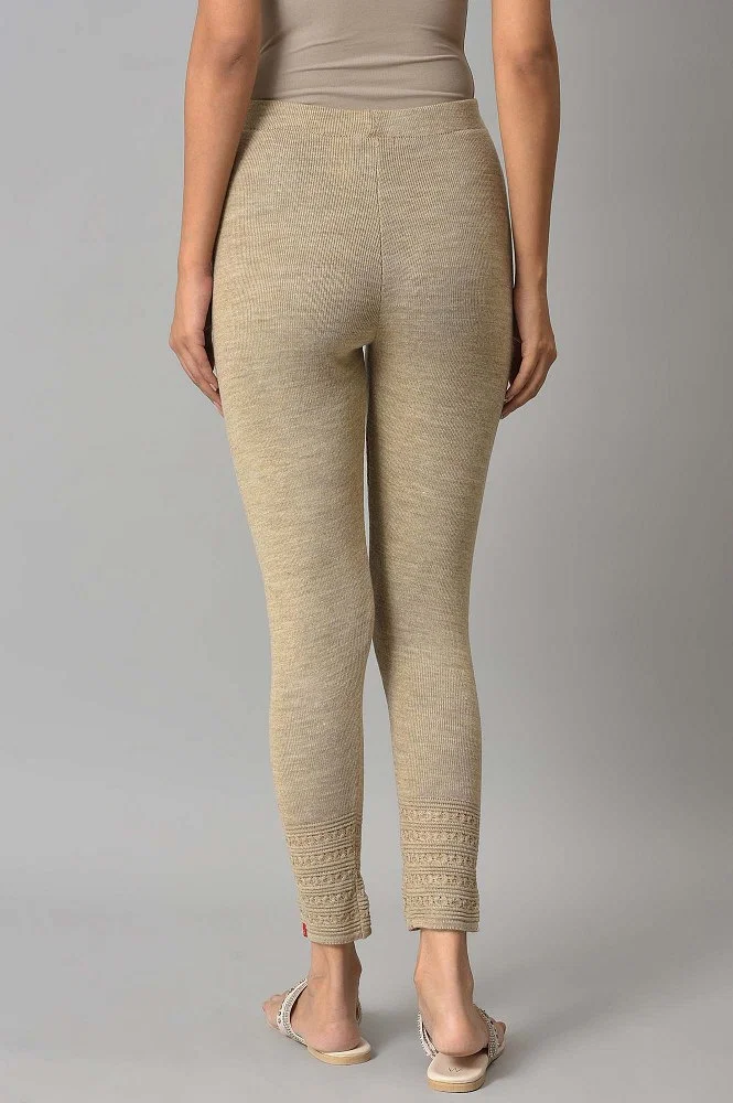 Buy Natural Melange Knitted Winter Tights Online - W for Woman