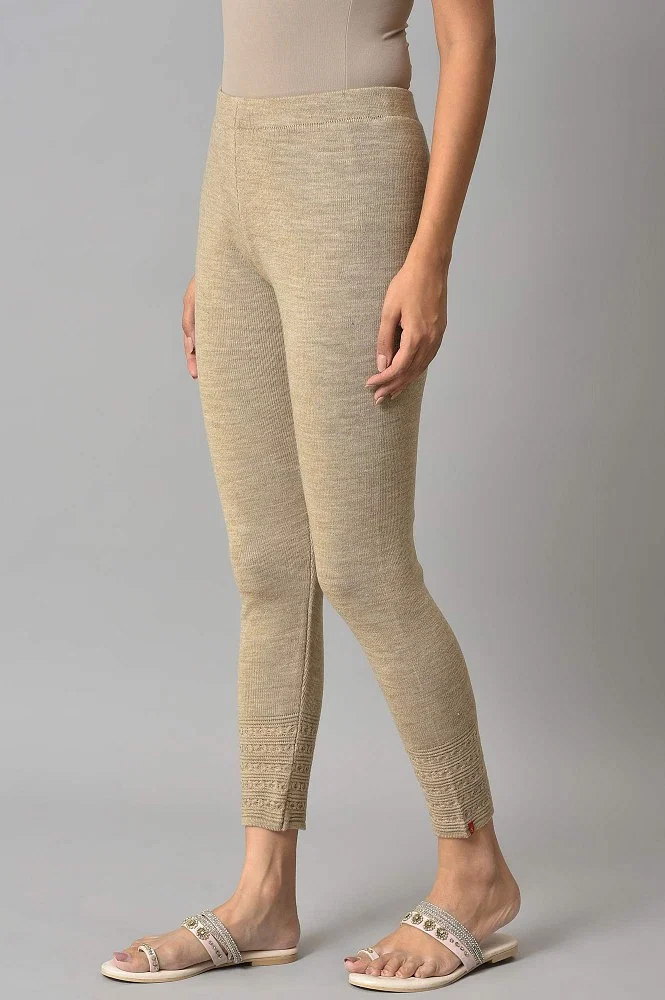 Buy Natural Melange Knitted Winter Tights Online - W for Woman