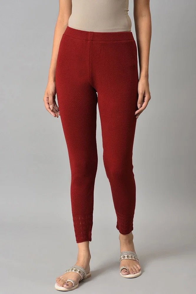 Rococco Red Doily Jacquard Knit Textured Legging – Haystacks