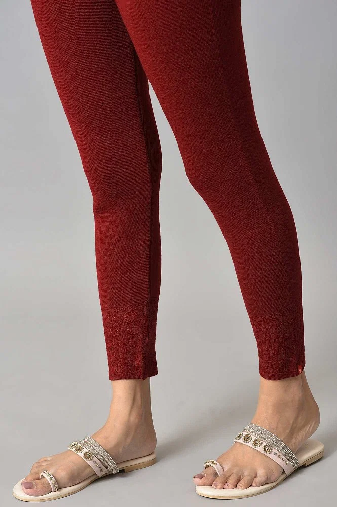 Buy Red Winter Knitted Leggings Online - Shop for W