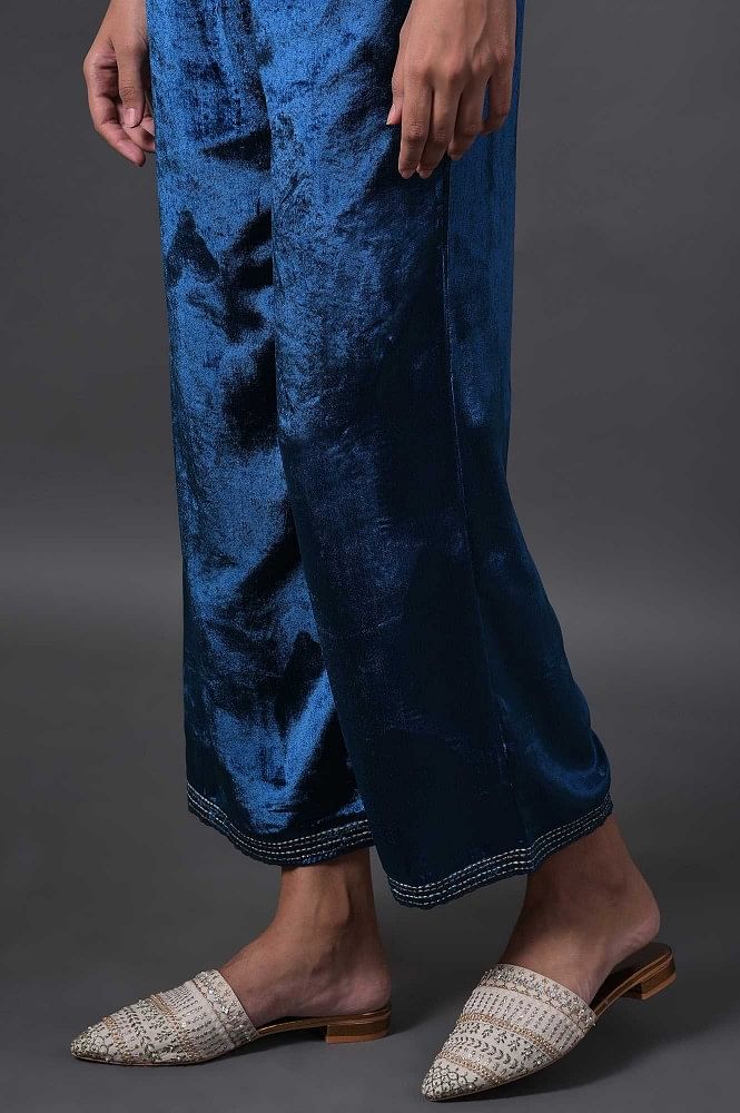 Jade Blue Velvet Printed Blazer Design by Nirmooha Men at Pernias Pop Up  Shop 2023