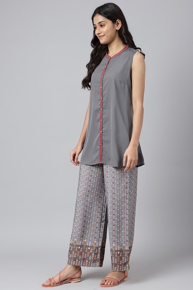 Buy Silver embroidred short kurta and palazzo set by Izzumi Mehta at Aashni  and Co