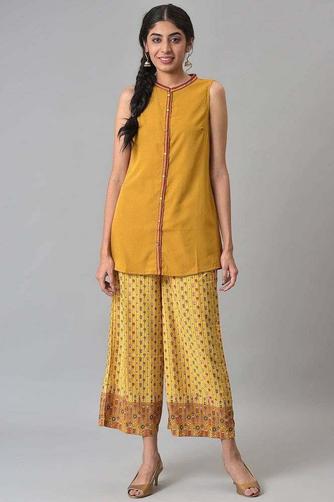 Indian Blue Kurti Top With Palazzo Pant Set For Women | VIHAAN IMPEX STORE