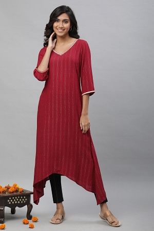 Buy Online Red Cotton Plain Party Wear Kurti  81103  Kurtis  Tunics