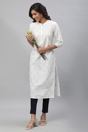 Buy online White Cotton Straight Kurta from Kurta Kurtis for Women by  Poshakpur for ₹799 at 60% off | 2023 Limeroad.com