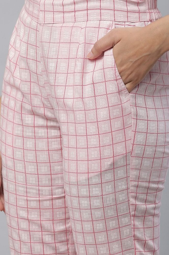 Buy Women Pink Check Formal Regular Fit Trousers Online - 584293 | Van  Heusen