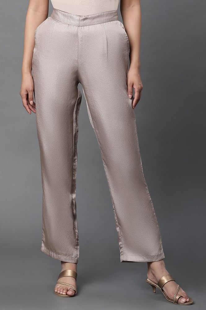 high–rise trousers in weighty stretch silk satin | forte_forte