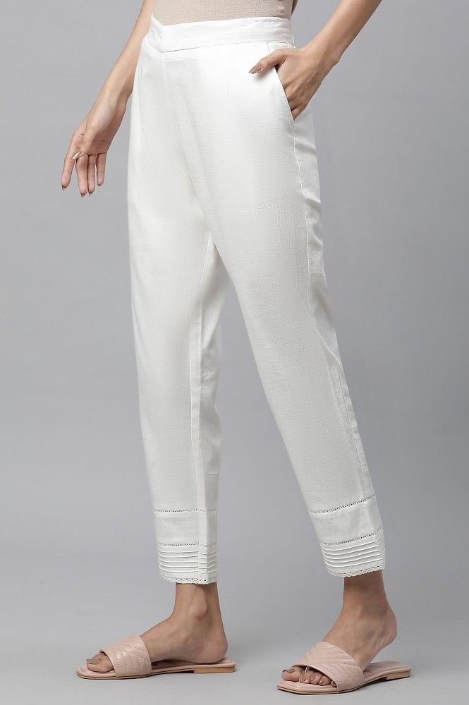 Shop White Cotton Chikankari Straight Pants by SUFIA at House of Designers  – HOUSE OF DESIGNERS