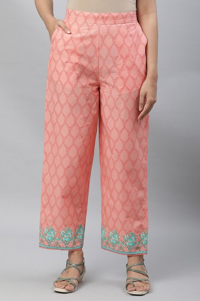 Shae by SASSAFRAS Peach-Coloured Floral Embroidered Gotta Patti Kurti With  Palazzos - Absolutely Desi