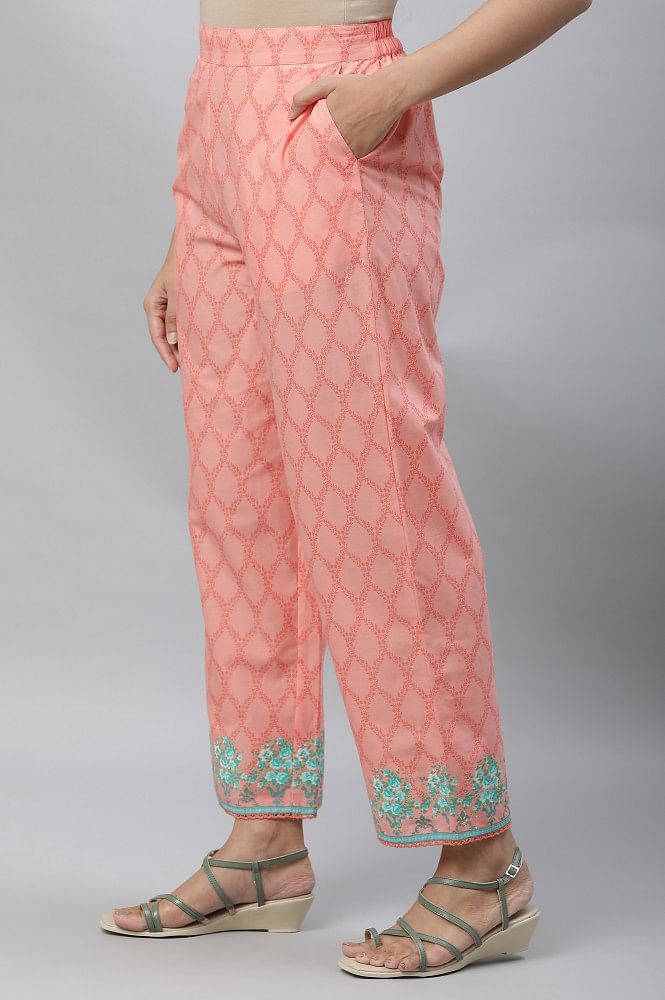 Buy Cut and Style Chikankari Hand Embroidered Pants Palazzo Salwar for  Women Peach at Amazon.in