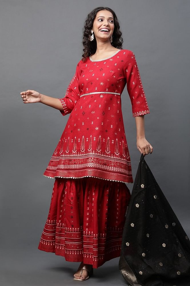 Short Kurti Sharara Suit with Dupatta Set Off Soulder Traditional Dresses |  eBay
