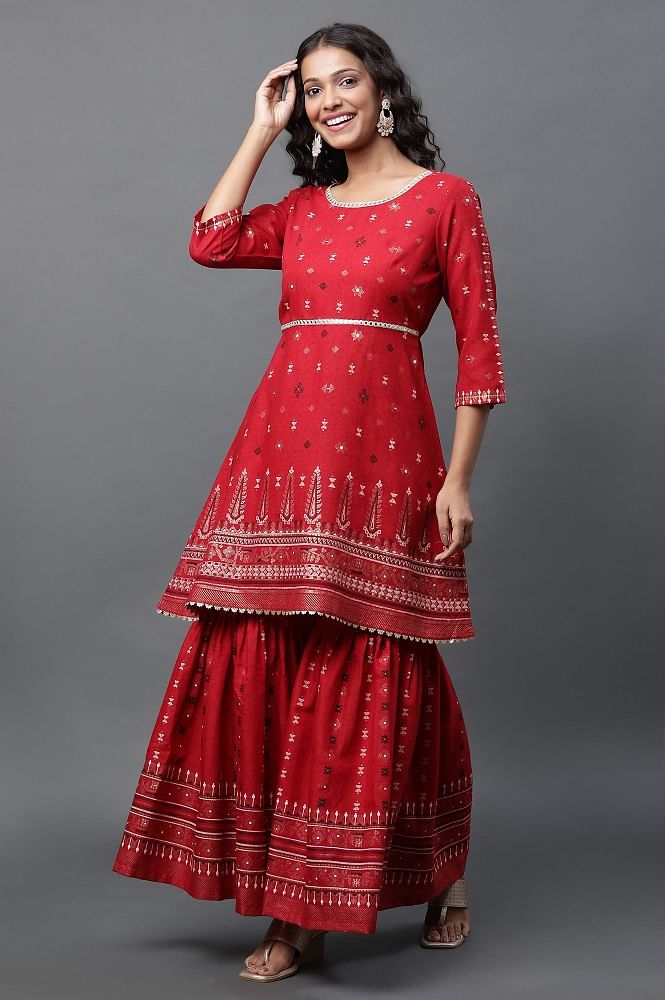 Red Colour Sarara Suit Eid Special Dresses | Special Eid Sharara Suits